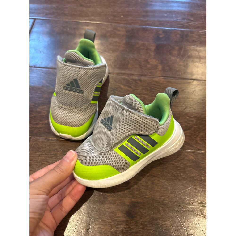 Adidas grey and green baby sneakers